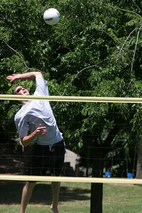 Volleyball player spiking