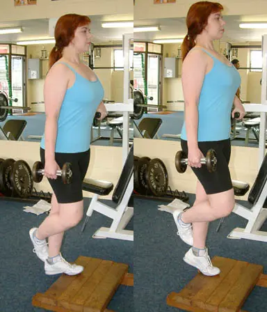 Two positions in a calf raise