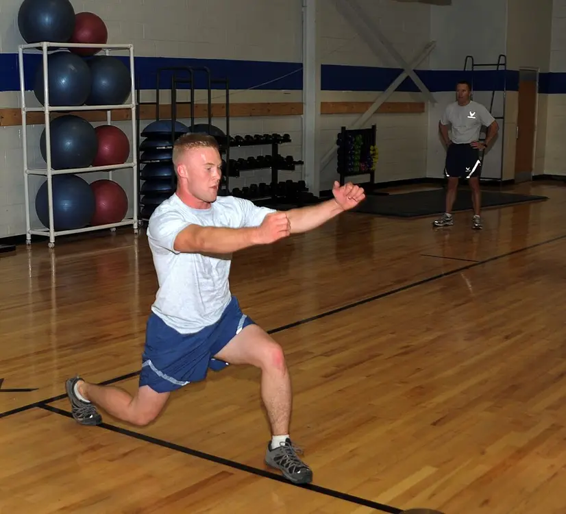 Lunge exercise in a gym